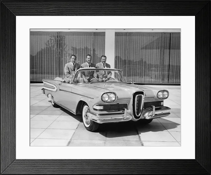 Framed Print : Three Family Ford Executives in Convertible Framed Print : Three Family Ford Executives in Convertible