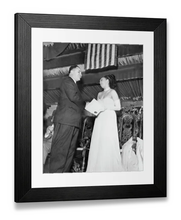Framed Print : Ralph Bunche Gives Josephine Baker a Certificate Framed Print : Ralph Bunche Gives Josephine Baker a Certificate