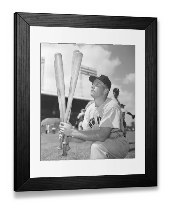 Framed Print : Mickey Mantle Deciding Between Bats