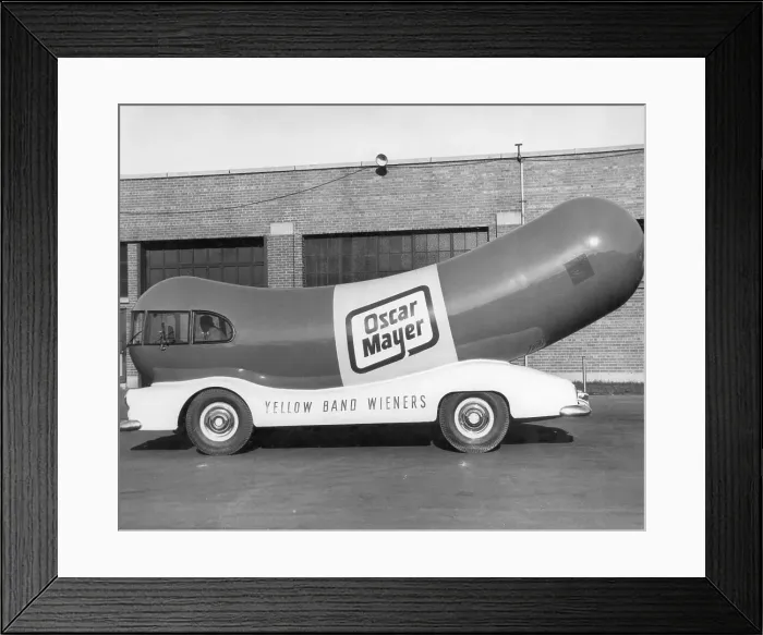 Framed Print : Oscar Mayer Wienermobile Waiting for Business Framed Print : Oscar Mayer Wienermobile Waiting for Business