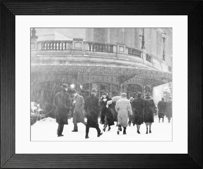 Framed Print : Pedestrians Walking by Grand Central Station in Snow Framed Print : Pedestrians Walking by Grand Central Station in Snow