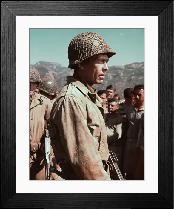 Framed Print : James Coburn and Costars in Military Scene