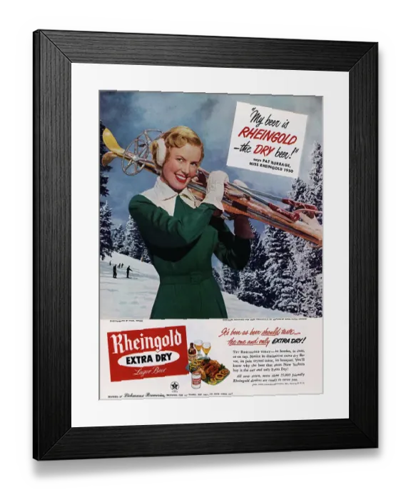 Framed Print : Advertisement for Rheingold Beer Framed Print : Advertisement for Rheingold Beer
