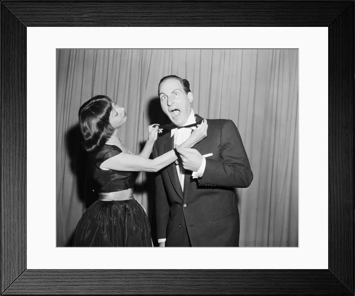 Framed Print : Imogene Coca Tightening Sid Caesar's Tie Framed Print : Imogene Coca Tightening Sid Caesar's Tie