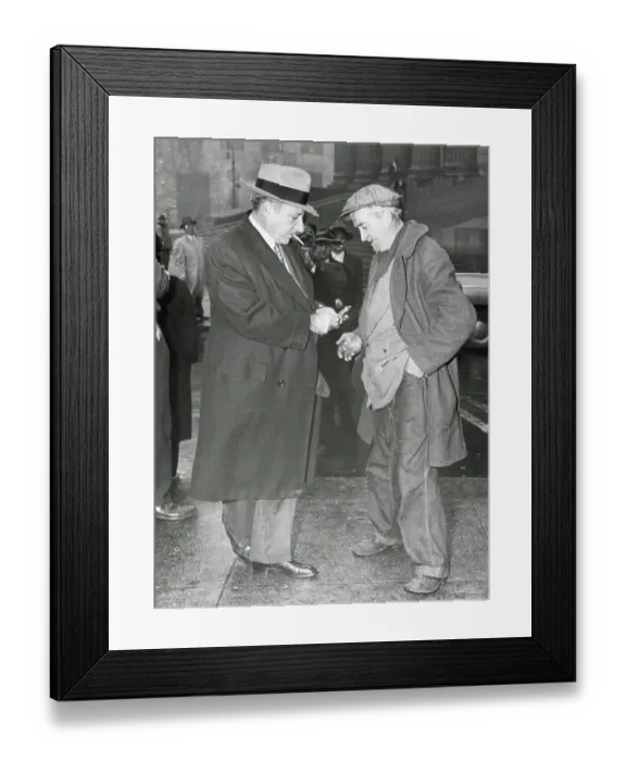 Framed Print : Frank Costello Giving Money To Panhandle Framed Print : Frank Costello Giving Money To Panhandle