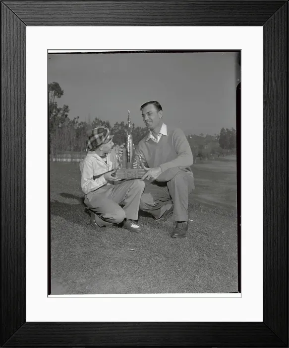 Framed Print : Ben Hogan Giving Boy Trophy Framed Print : Ben Hogan Giving Boy Trophy