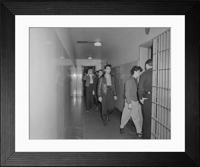 Framed Print : Police Leading Zoot-Suit Wearing Kids