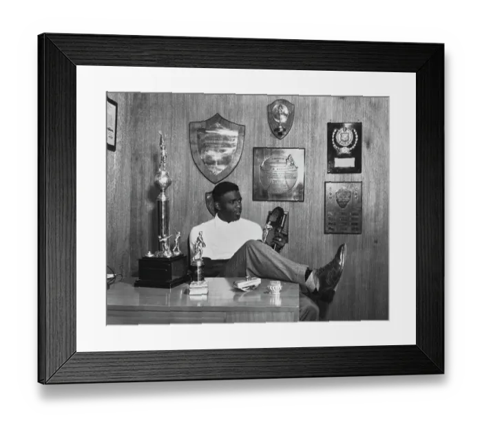 Framed Print : Jackie Robinson With Trophies Framed Print : Jackie Robinson With Trophies