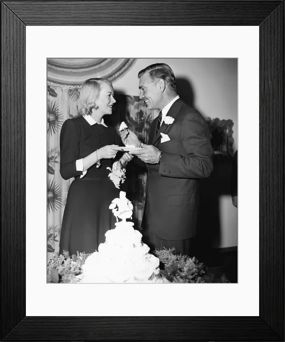 Framed Print : Clark Gable Feeding Cake to his Bride