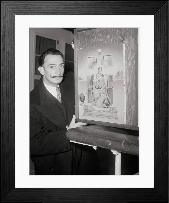 Framed Print : Salvador Dali Holding Framed Painting Framed Print : Salvador Dali Holding Framed Painting