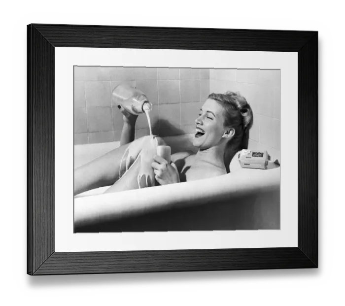 Framed Print : Woman Bathing With Milk And Soap Framed Print : Woman Bathing With Milk And Soap