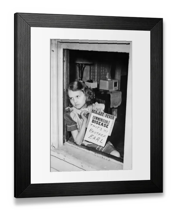 Framed Print : Betty Marbury with Quarantine Sign Framed Print : Betty Marbury with Quarantine Sign