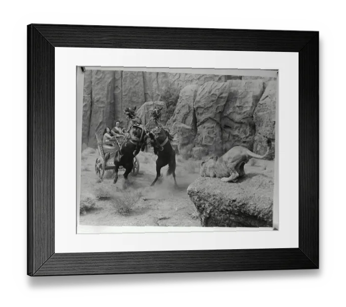 Framed Print : Fighting Lions in Scene from Samson and Delilah Framed Print : Fighting Lions in Scene from Samson and Delilah