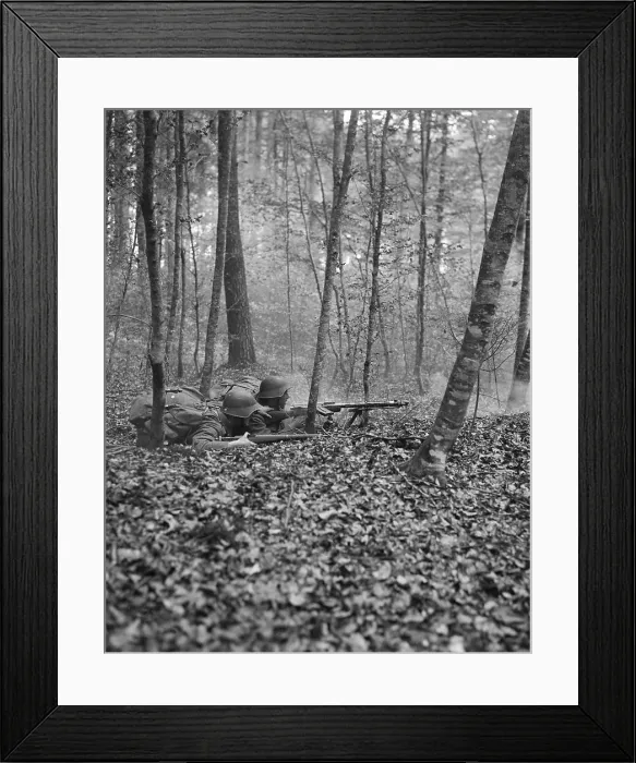 Framed Print : Soldiers Lying in Ambush Position Within Forest Framed Print : Soldiers Lying in Ambush Position Within Forest