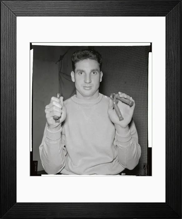Framed Print : Bobby Thomson Holding Exercising Apparatuses Framed Print : Bobby Thomson Holding Exercising Apparatuses