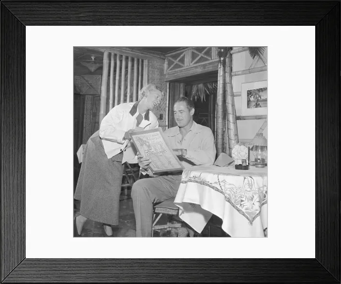 Framed Print : Woman Serves Actor Patrick Knowles in Restaurant Framed Print : Woman Serves Actor Patrick Knowles in Restaurant
