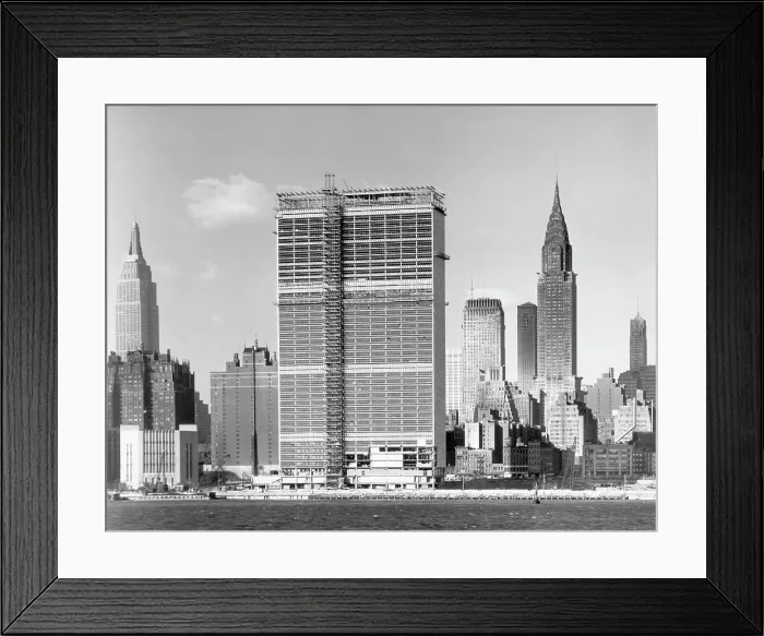 Framed Print : United Nations Building Under Construction