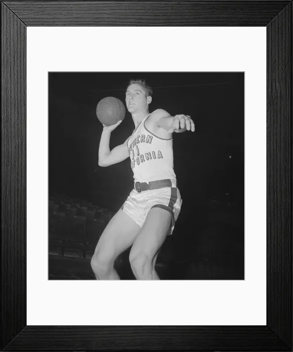 Framed Print : Bill Sharman Holding Basketball Framed Print : Bill Sharman Holding Basketball