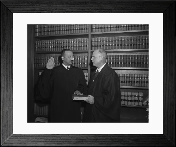 Framed Print : William H. Hastie Swearing with Assistance of Judge Biggs Framed Print : William H. Hastie Swearing with Assistance of Judge Biggs