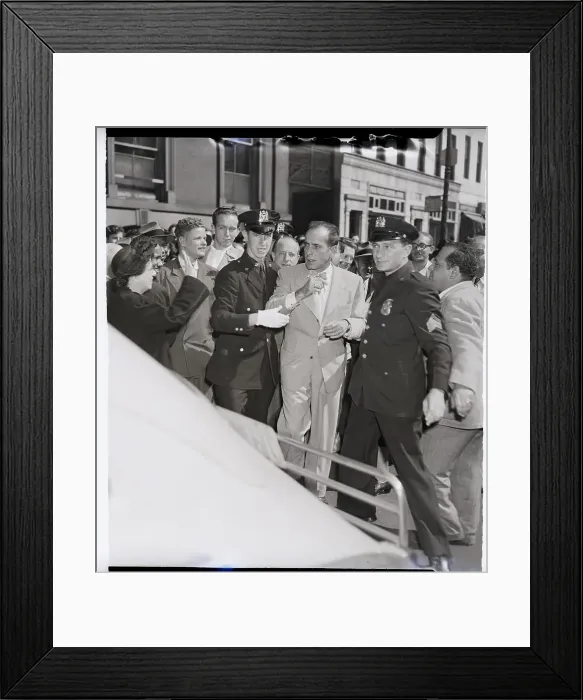 Framed Print : Police Escort Humphrey Bogart Past Crowd Framed Print : Police Escort Humphrey Bogart Past Crowd
