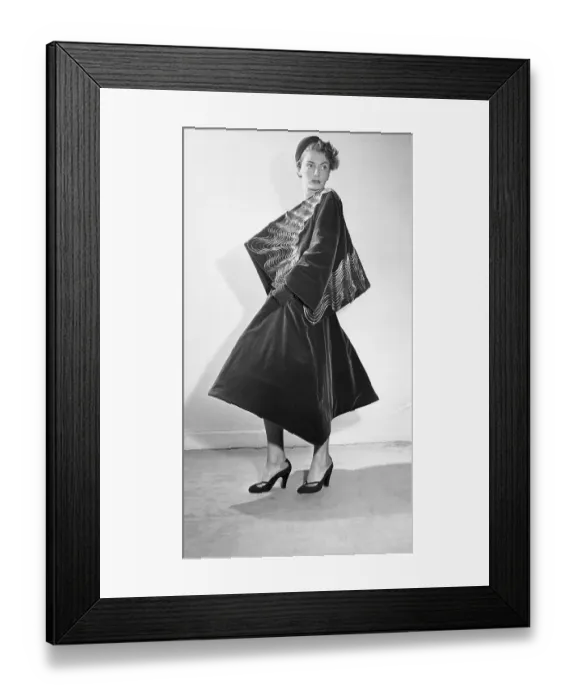 Framed Print : Woman in Fashion Dress With Square Motif Framed Print : Woman in Fashion Dress With Square Motif