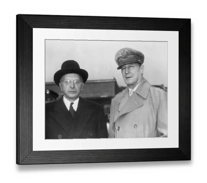 Framed Print : Douglas MacArthur Discusses Japan Budget Framed Print : Douglas MacArthur Discusses Japan Budget