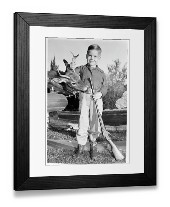 Framed Print : Youngest Deer Hunter in Texas With his First Kill