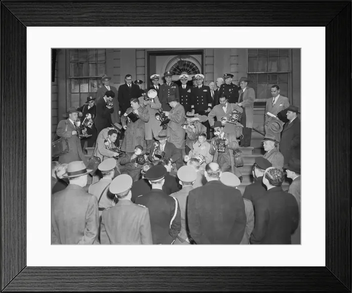 Framed Print : Shah of Iran Surrounded by Photographers Framed Print : Shah of Iran Surrounded by Photographers