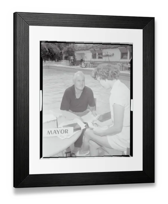 Framed Print : Mayor Charles Farrell by Pool Framed Print : Mayor Charles Farrell by Pool