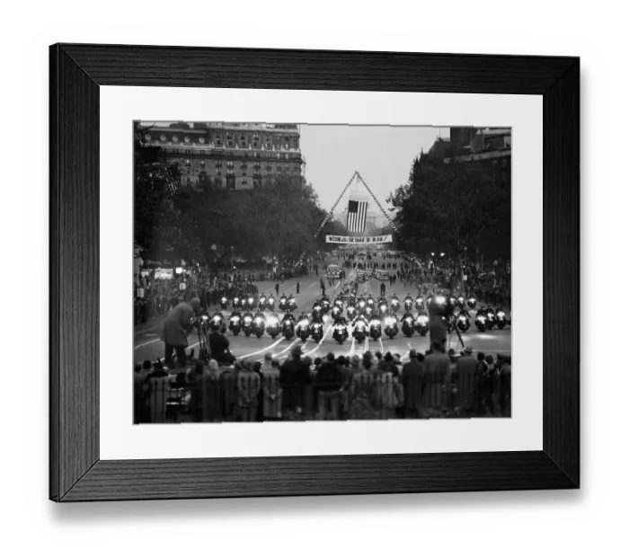 Framed Print : Large Motorcade in Washington for the Shah of Iran Framed Print : Large Motorcade in Washington for the Shah of Iran