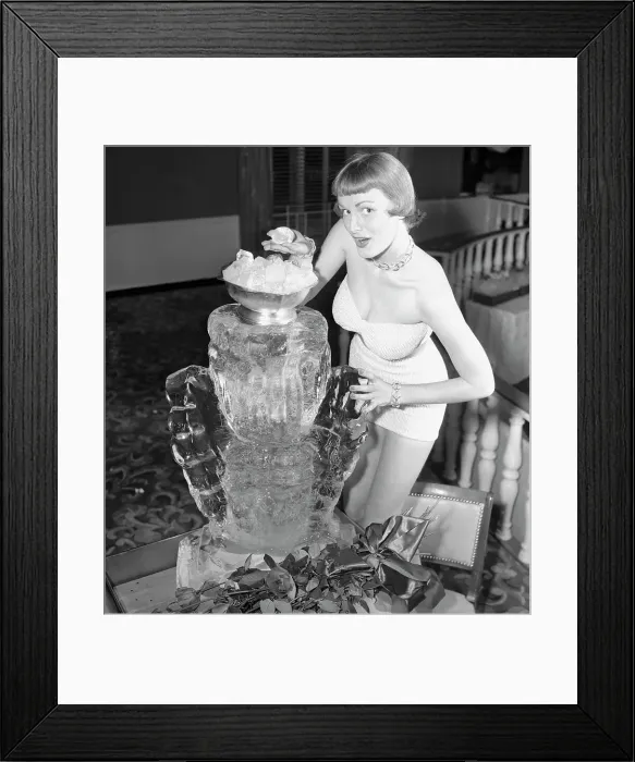 Framed Print : Model Posing with Ice Trophy Framed Print : Model Posing with Ice Trophy