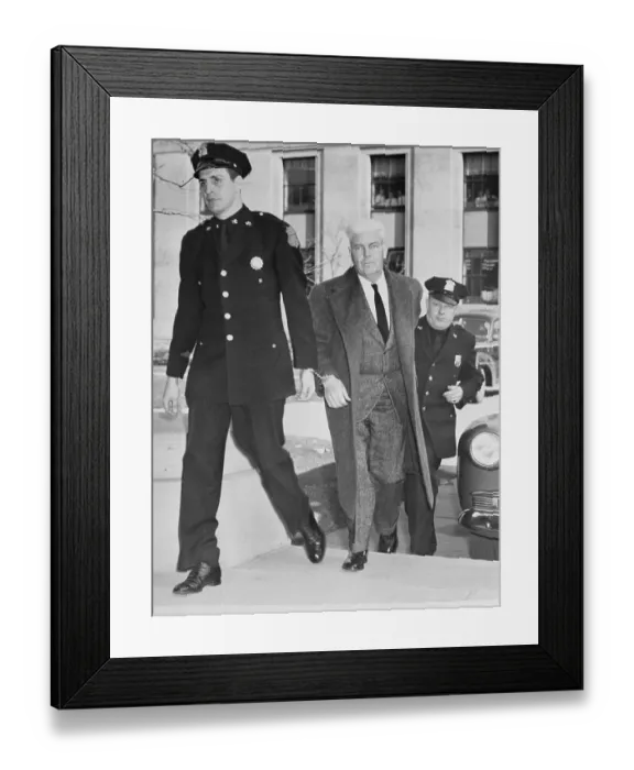 Framed Print : Jewel Thief Being Led into Court Framed Print : Jewel Thief Being Led into Court