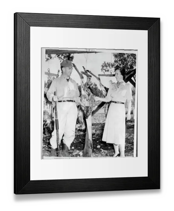 Framed Print : Senator Fulbright and His Wife After a Hunting Trip Framed Print : Senator Fulbright and His Wife After a Hunting Trip