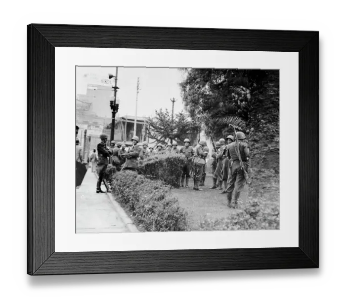 Framed Print : Positioned Colombian Troops After Political Riots