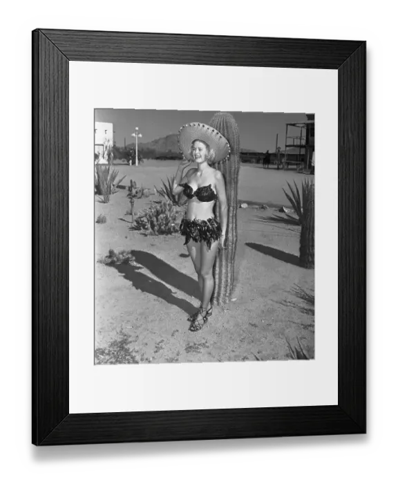 Framed Print : Model Poses in a Desert Chili Pepper Bikini Framed Print : Model Poses in a Desert Chili Pepper Bikini
