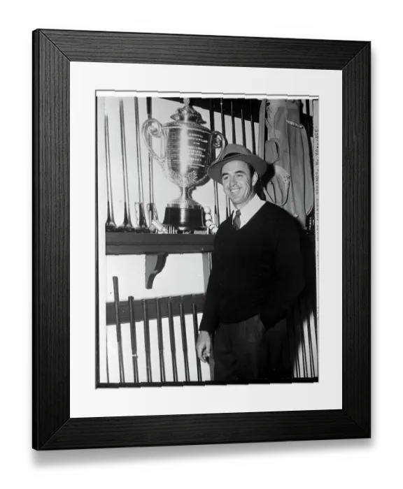 Framed Print : Sam Snead Posed Next to PGA Trophy Framed Print : Sam Snead Posed Next to PGA Trophy