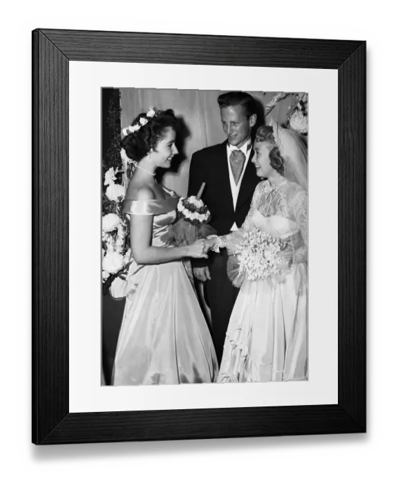 Framed Print : Liz Taylor Congratulates Jane Powell and Geary Steffen Framed Print : Liz Taylor Congratulates Jane Powell and Geary Steffen