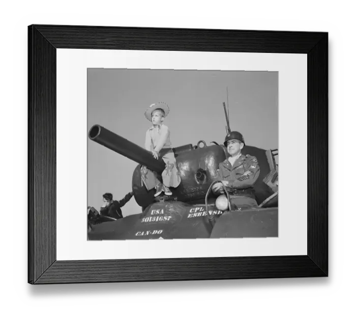 Framed Print : Army Sergeant and Young Boy on M45 Tank Framed Print : Army Sergeant and Young Boy on M45 Tank