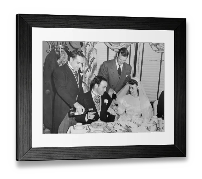 Framed Print : Yogi Berra Filling Glasses at Wedding Framed Print : Yogi Berra Filling Glasses at Wedding