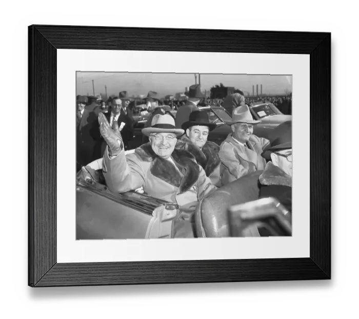Framed Print : President Harry Truman Waves to Crowd in Parade