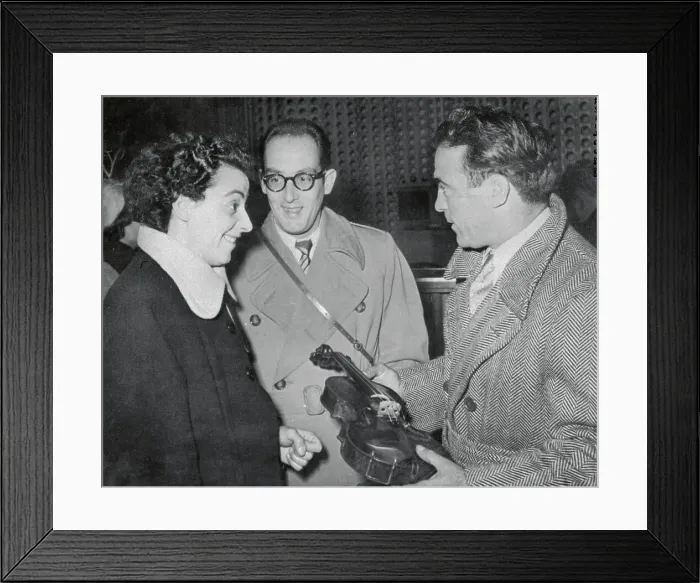 Framed Print : Boxer and Violinist Talking Before Plane Flight Framed Print : Boxer and Violinist Talking Before Plane Flight