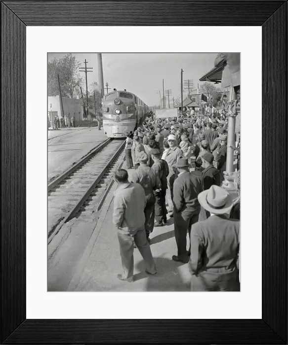 Framed Print : Town Celebrating the Arrival Train Framed Print : Town Celebrating the Arrival Train