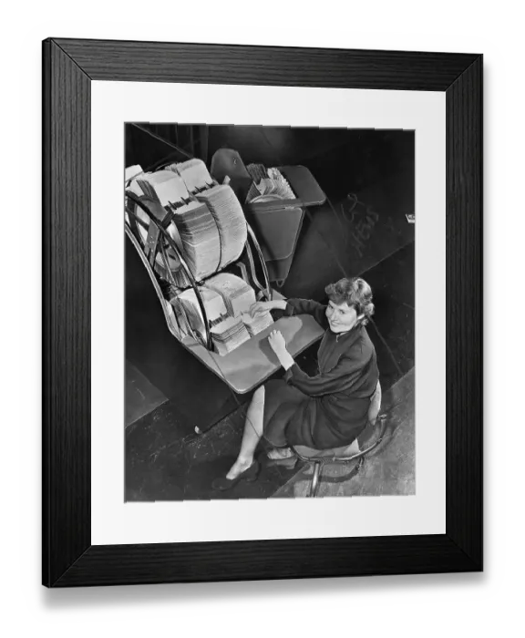Framed Print : Secretary Flips Through Ferris Wheel File Framed Print : Secretary Flips Through Ferris Wheel File