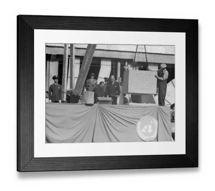 Framed Print : Historical Documents Being Prepared to be Put in Cornerstone at the United Nations Headquarters Framed Print : Historical Documents Being Prepared to be Put in Cornerstone at the United Nations Headquarters