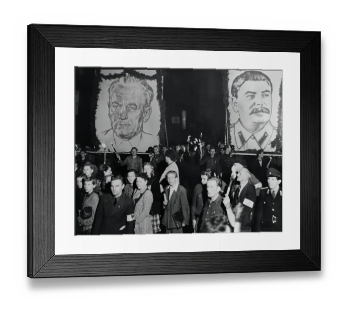 Framed Print : Crowd with Posters of Stalin Framed Print : Crowd with Posters of Stalin