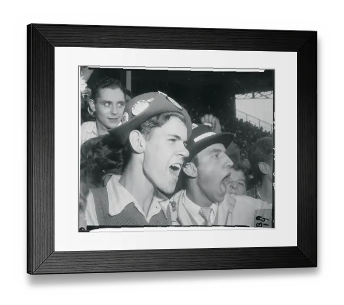 Framed Print : Brooklyn Dodgers Fans Shouting During Baseball Game Framed Print : Brooklyn Dodgers Fans Shouting During Baseball Game