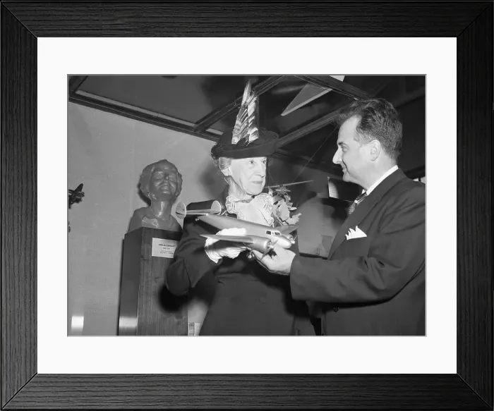 Framed Print : Admirers Saluting Amelia Earhart Framed Print : Admirers Saluting Amelia Earhart