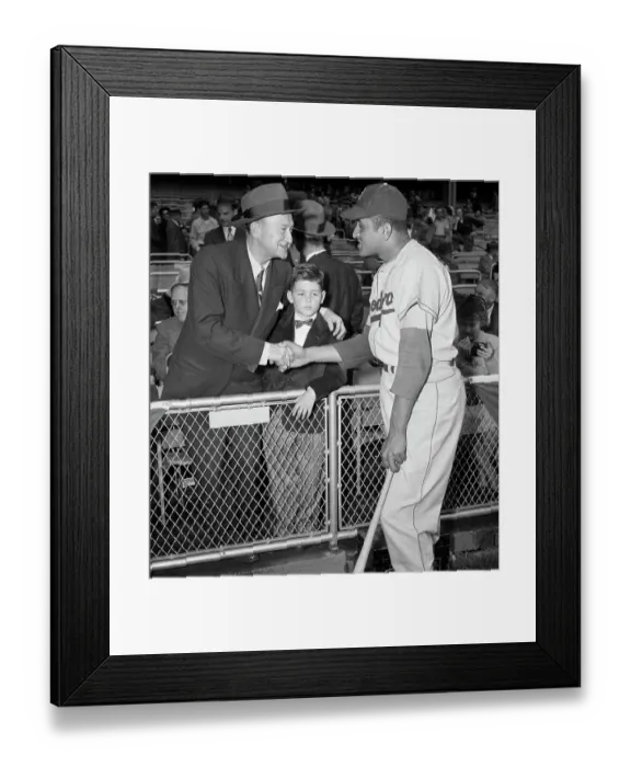 Framed Print : Ty Cobb And Don Newcombe Shaking Hands