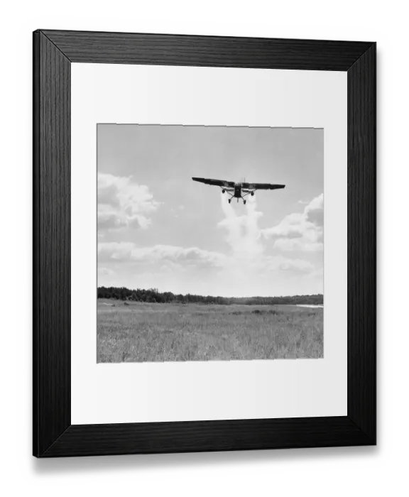Framed Print : Airplane Dusting Field with DDT Pesticide