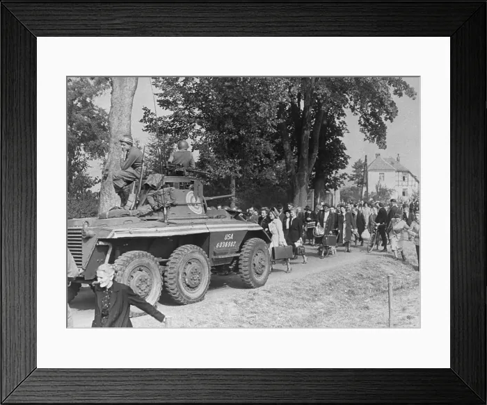 Framed Print : Soldier Vehicle and Refugees Traveling Countryside Framed Print : Soldier Vehicle and Refugees Traveling Countryside
